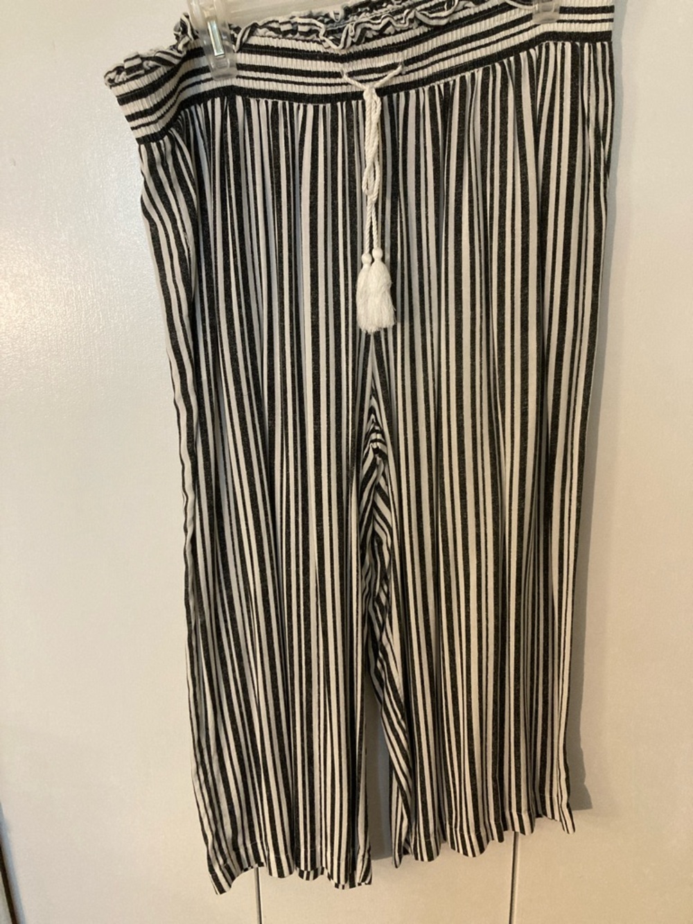 Tera&Sky Women's Black & White Striped Wide-Leg Pants size OX(14W)